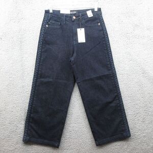 Judy Blue‎ Eloise Side Seam Braid Wide Leg Cropped Denim Jeans Womens 5 27 Blue